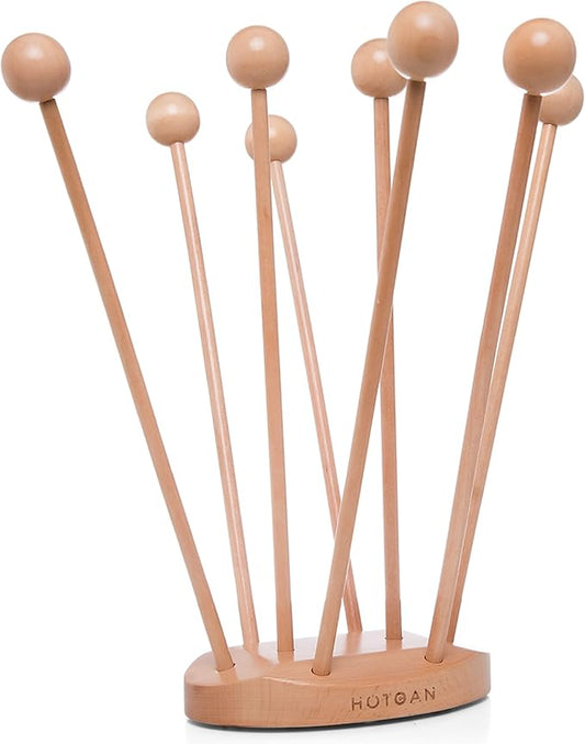 Beech Wood Plastic Bag Drying Rack - Reusable Bag & Bottle Dryer, Space-Saving Design for Kitchen, Easily Assembled and Disassembled for Storage