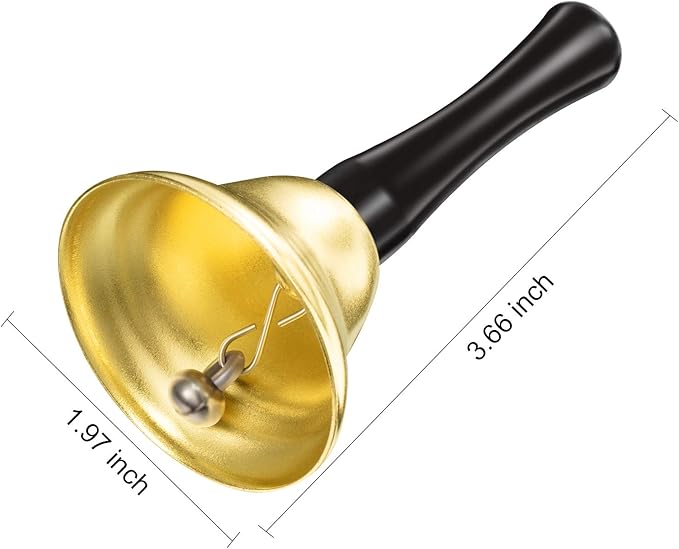 Boao 12 Pieces Metal Hand Bells Music Service Hand Bells Musical Instruments Percussion for Christmas Party Supplies(Gold)