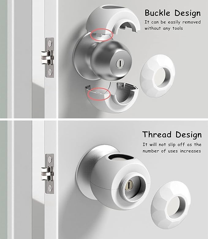 Baby Safety Door Knob Covers 6 Pack Baby Safety Door Handle Protector Child Proof Door Knobs Door Safety for Kids Universal Fit Easy Grip Lockable Design One Hand Operation for Parents No Tools Needed