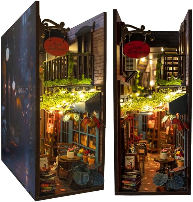 Book Nook DIY Kit - Dreamy - Miniature House Dollhouse Kit for Adult and Teens, Desgined in USA, Booknook Bookshelf Decor Alley Model Build with LED Light, Gifts for Family and Friends