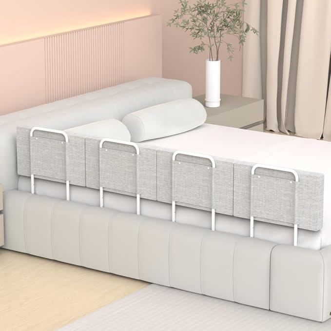Bed Rail, Bed Rail for Toddlers, Kid, Adult, 78.7" Bed Side Rails for Full, Queen, King, Twin, Bunk, Dorm Beds to Prevent Falls, Bed Rails Can be Flexibly Combined, Easy Installation (Gray, 4 Packs)