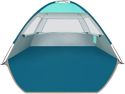 COMMOUDS Beach Tent Sun Shade for 3/4-5/6-7/8-10 Person, UPF 50+ Beach Sun Shelter Canopy Tent, Lightweight, Easy Set Up and Carry