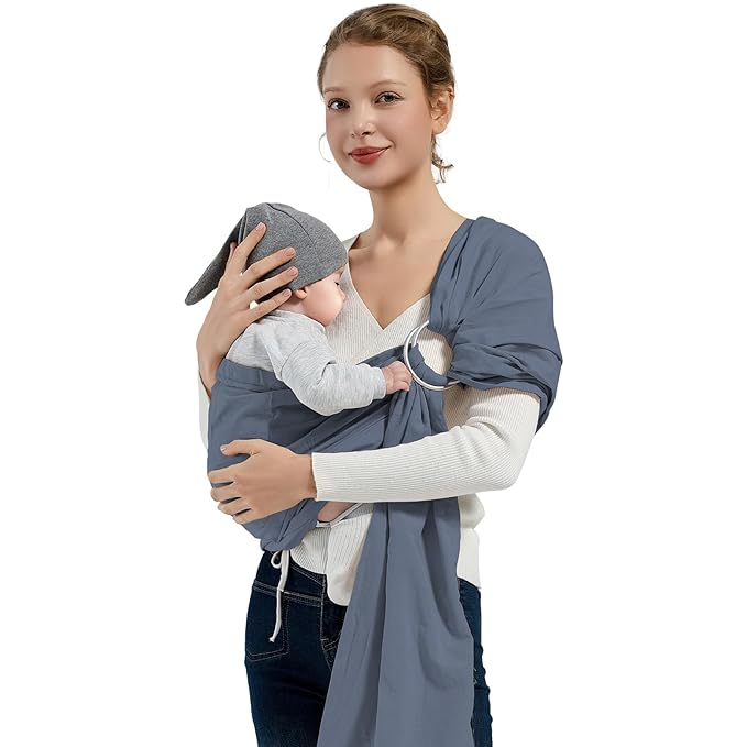 Baby Wrap Ring Sling 7-35 lbs, Baby Sling Carrier for Newborn, Toddler, Infant Holder, Lightweight Baby Carrier Wraps, Blue
