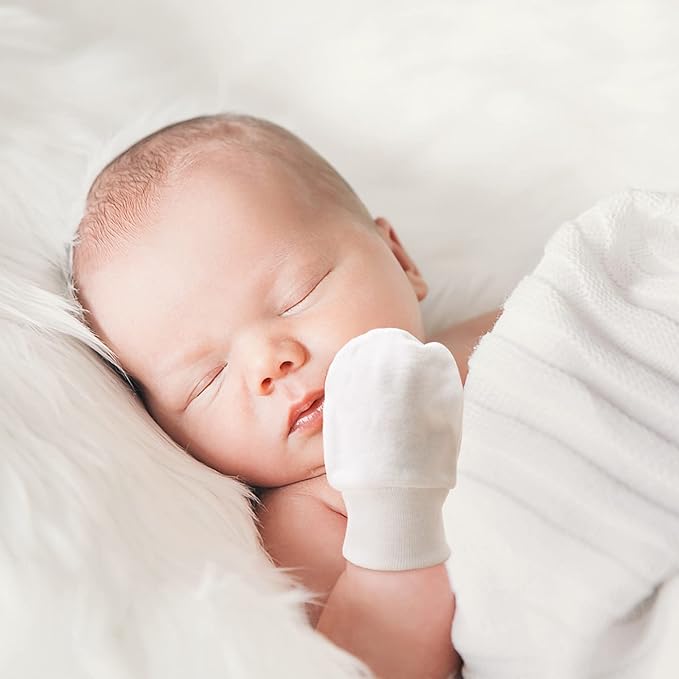 BQUBO Newborn Infant Toddler Mittens No Scratch Cotton Elastic Wrist Gloves Hypoallergenic for 0-6 Months Baby Boys Girls