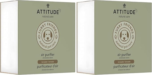 ATTITUDE Air Purifier with Activated Carbon Filter, Plant- and Mineral-Based Ingredients, Traps Pet Odors and Pollutants, Vegan and Cruelty-free, Lavender, 8 Ounces (Pack of 2)