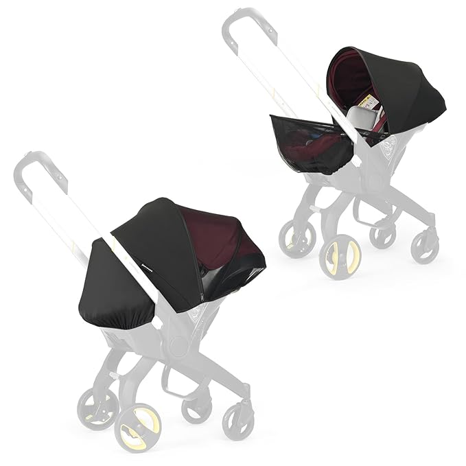 Beberoad Love 2-in-1 Car Seat Canopy - Universal Baby Car Seat Cover with Sunshade & Mesh Protection, 2-Way Zipper for Easy Access (Black)