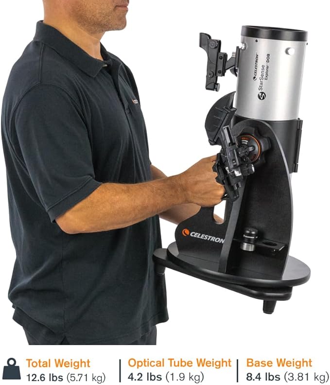 Celestron StarSense Explorer 114AZ App-Enabled Telescope – 114mm Tabletop Dobsonian with Smartphone Dock & StarSense App – iPhone & Android Compatible – Easy-to-Use for Beginners