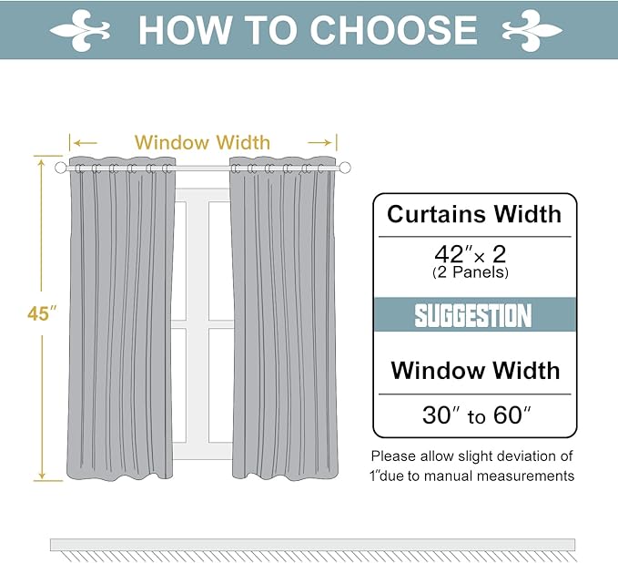 ChrisDowa 100% Blackout Curtains for Bedroom with Black Liner, 2 Thick Layers Total Blackout Thermal Insulated Grommet Small Window Curtains 2 Panels Set (Cappuccino, 42 x 45 Inch)