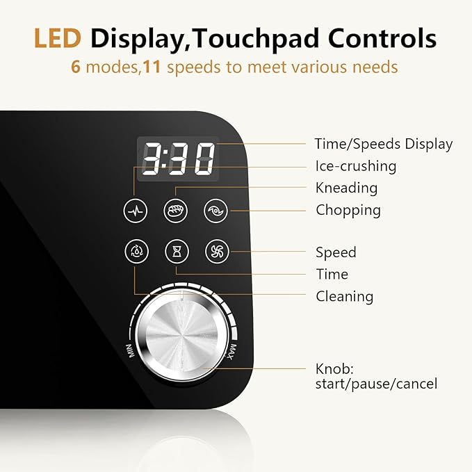 COOKLEE Food Processor, 600 Watts, 6 Functions Electric Food Chopper for Chopping, Mincing, Dicing, Shredding, Slicing, Purees & Dough with 12cup Processor Bowl, Food Chute & Pusher, Silver