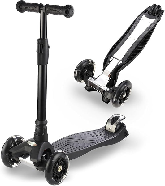 3 Wheel Scooter for Kids Ages 6-12,Kids Scooter with Light Up Wheels, Sturdy Deck Design, and 4 Height Adjustable Suitable for Kid Ages 3-12
