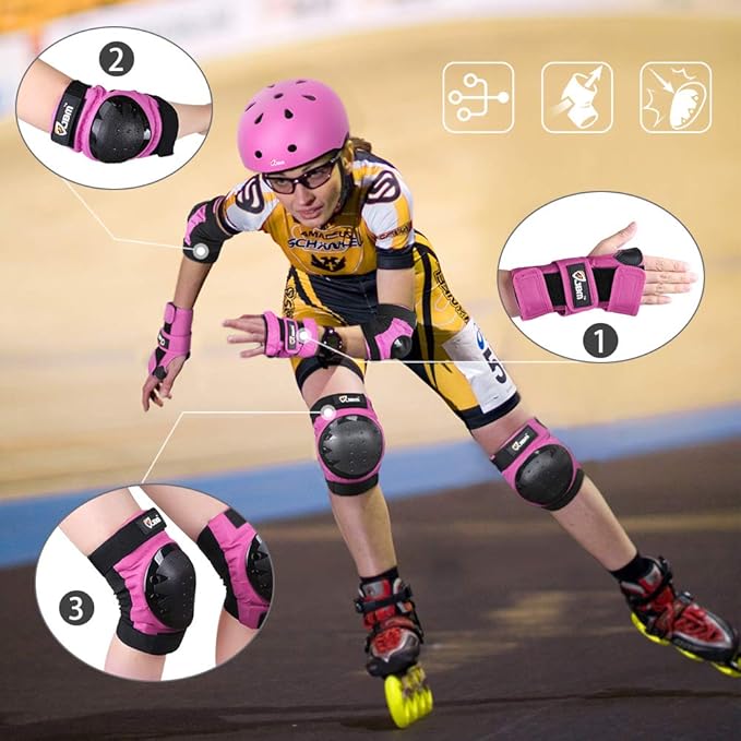 JBM Adult & Kids Knee Pads Elbow Pads and Wrist Guards for Inline Skating, Roller Skating, Skateboarding, Scootering