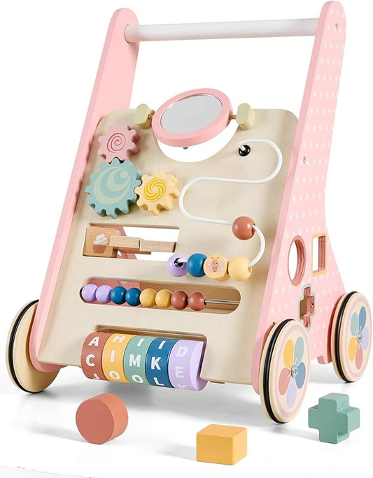 Baby Push Walker for Baby Boy 6-12 Months, Wooden Baby Walker Push Toy, Learning to Walk, Baby Walkers for Girls, Montessori Walker Toy with Wheels