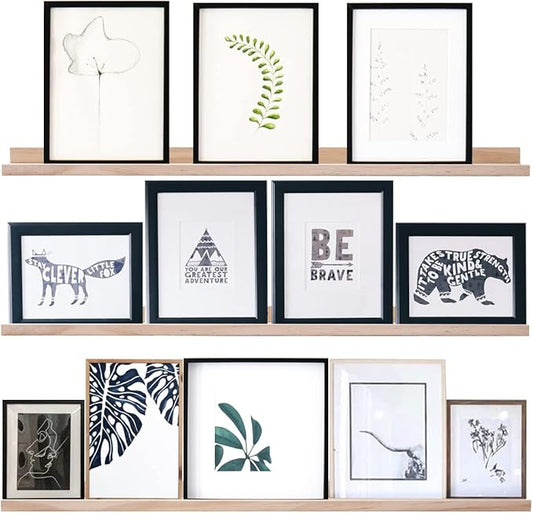 AZSKY 48 Inch Long Narrow Floating Shelves for Wall Storage Rustic Natural Wood Wall Shelf for Wall Décor Wall Bookshelf for Kids Room Picture Ledge Shelf a Set of 3