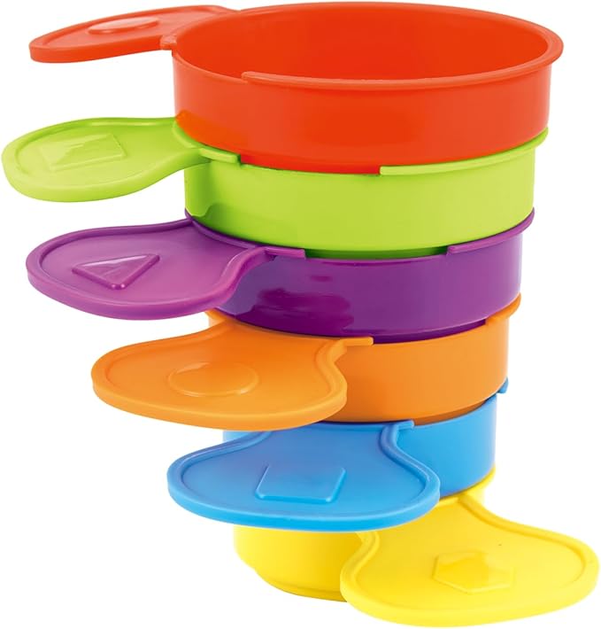 Bath Toys, 14 PCS | Safe & Educational Stacking Cups and Spoons with Numbers | Mold Free & Easy Grip Bath Toys for Baby and Toddler | Bathtub Water Toys with Early Learning Color & Shape Recognition