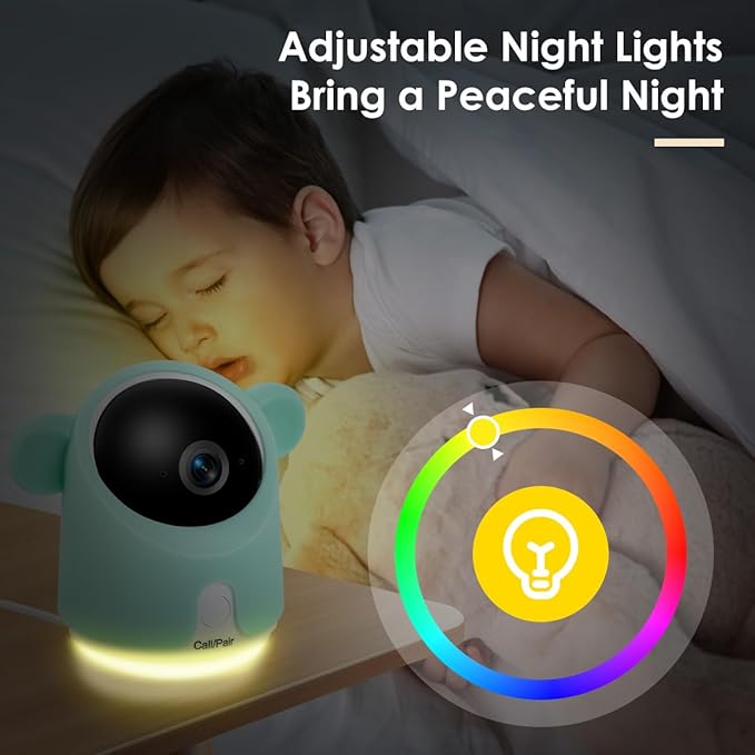 Baby Monitor with Camera and Audio, 1080P Baby Camera Monitor WiFi Smartphone App Control Night Vision 4.3” Screen 2-Way Talk Temperature & Humidity Sensor Lullabies Motion & Cry Detection iOS/Android