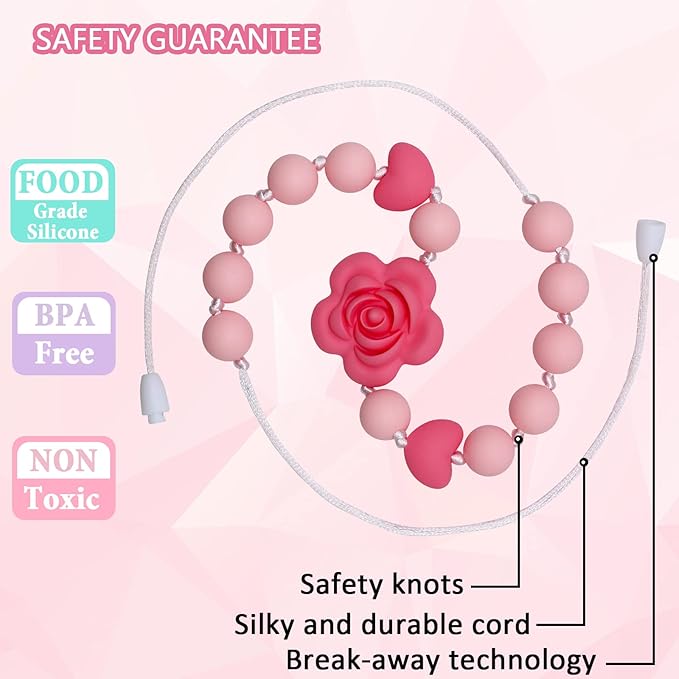 Chew Necklaces for Sensory Kids Girls Adults, Silicone Chewy Necklace Sensory Toys for Kids with Autism ADHD SPD, Oral Chew Toys for Toddlers Children Mouth Fidgets Tool - BPA Free