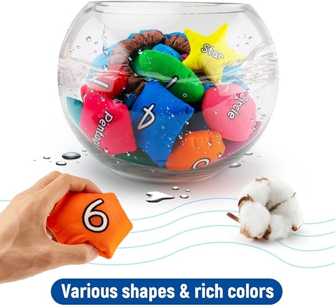 beetoy Shapes Bean Bags Matching Game - Toddler Preschool Learning Activities Memory for Numbers, Shapes, Colors, Words, Preschool Classroom Must Haves Learning Toys for Toddlers (10PCS) (Multicolor)