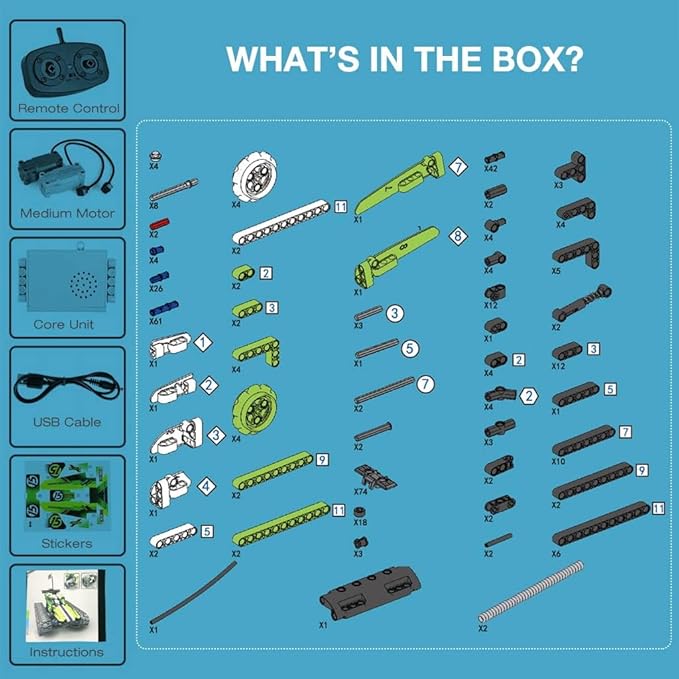 BIRANCO. Remote Control Tracked 3in1 Stunt Racer Building Kit - RC Car STEM Construction Toy, Gift Idea for Kids, Boys and Girls Ages 8-12 Year Old (353 Pcs)