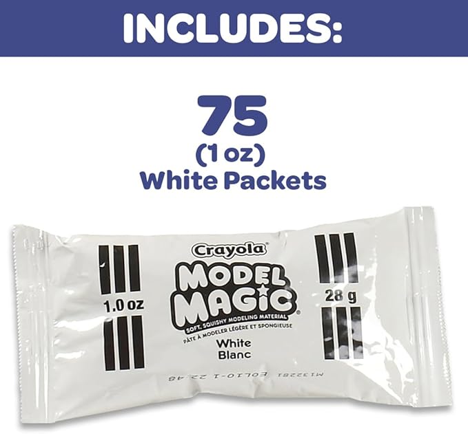 Crayola Model Magic - White (75ct), 1oz Modeling Clay Alternative, Molding Air Dry Clay for Kids, Bulk Art Supplies, Must Have Teacher Classroom Essentials