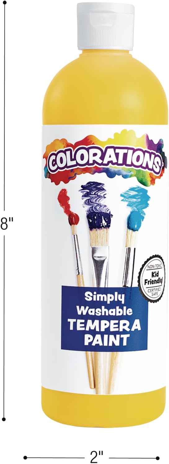 Colorations - SWT16 Simply Washable Tempera Paints, 16 fl oz, Set of 11 Colors, Non Toxic, Vibrant, Bold, Kids Paint, Craft, Hobby, Arts & Crafts, Fun, Art Supplies