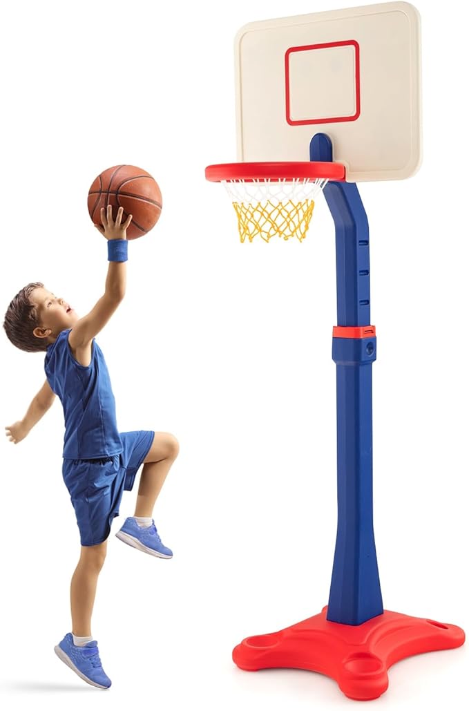 Costzon Kids Basketball Hoop, 8-Level Height Adjustable Basketball Goal Stand with Weighted Base, Indoor Toy Basketball Set Outdoor Play Sport for Boys Girls Age 3+