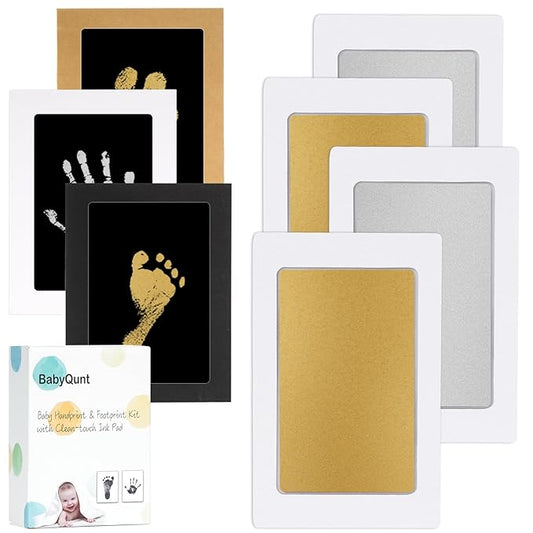 Inkless Baby Hand and Footprint Kit,Clean-Touch Ink Pad Kit,Safe No Mess Printing Infant Hand Foot Stamp,4 Pack Newborn Inkless Print Pads Best Keepsake or Gifts for Family
