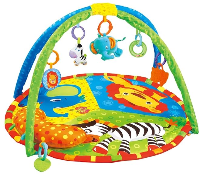 Baby Toddler Fold Acctivity Gyms Play Mats Colorful Baby Play Pad with Animal Toys, Lion