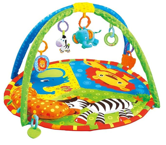 Baby Toddler Fold Acctivity Gyms Play Mats Colorful Baby Play Pad with Animal Toys, Lion