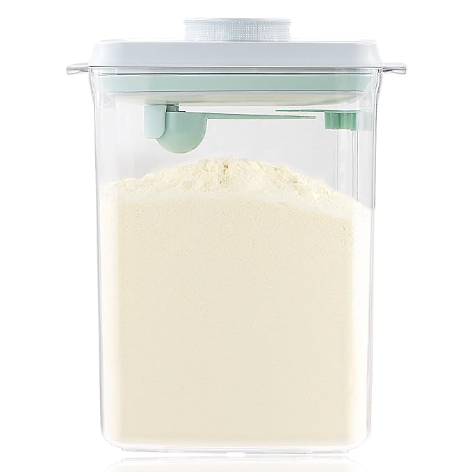 Baby Milk Powder Container - 2300ml Air Tight Formula Dispenser with Spoon and Scraper, BPA-Free, Clear, 28OZ, 1.76LB, 800g