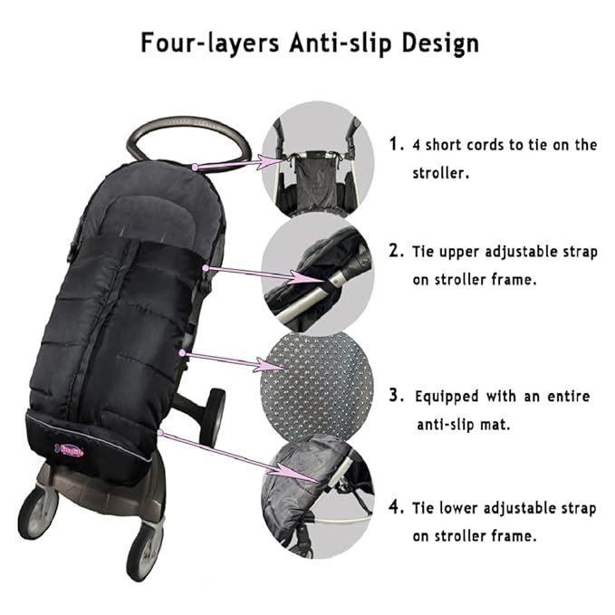 German Designed Universal Stroller Bunting Bag, 5 Way Zippers Style for Baby Easy In & Out of Water Repellent Blanket, Height/Temperature Adjustable Anti-Kick Winter Sleeping Bag