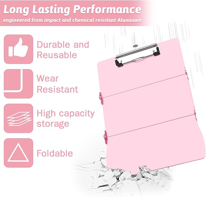 Clipboard Foldable Without Edition Cheat Sheets Aluminum 3 Layers Foldable Clipboards Pocket Size Profile Clip Clipboards Notepad for Students, Nurses,Contractor Trucker Driver