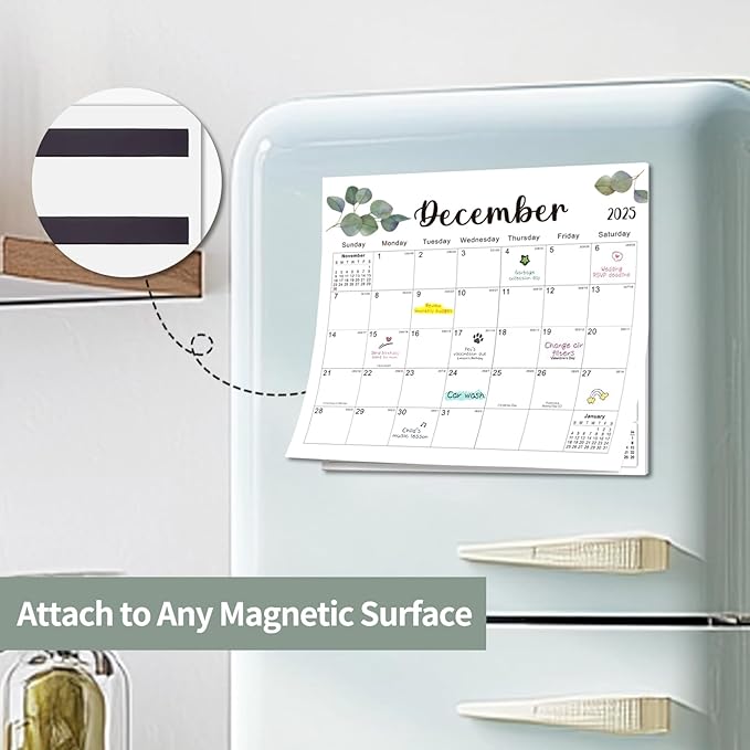 2025-2026 Magnetic Fridge Calendar 18 Monthly Magnetic Calendar for Refrigerator 2025-2026 Wall Calendar Planner Runs from June 2025 Until November 2026 Easy Organizing Markers Tearable (Nature)