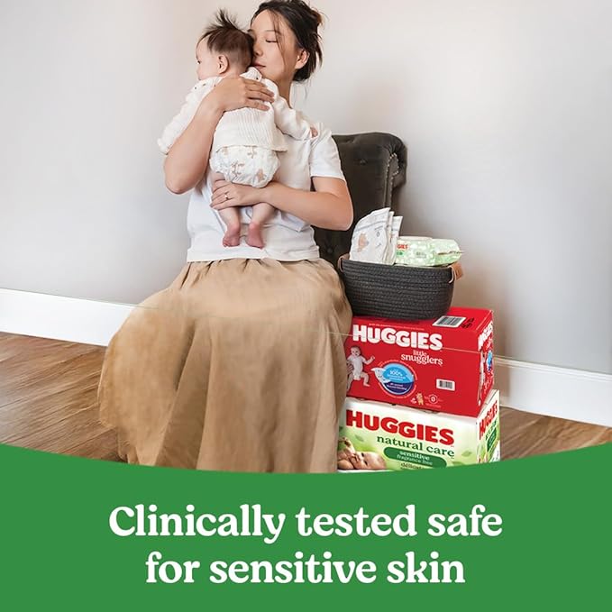Huggies Natural Care Sensitive Baby Wipes, Unscented, Hypoallergenic, 99% Purified Water, 24 Soft Packs of 56 (1344 Wipes Total)