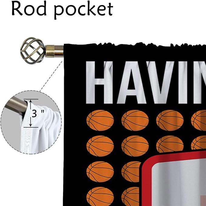 Basketball Blackout Curtains for Boy Girl Room Darkening Decor,Sports Themed Hoop and Many Basketballs Bedroom Living Room Home Rod Pocket Thermal Insulated Window Curtain/Drapes Panel,84x84 Inch…