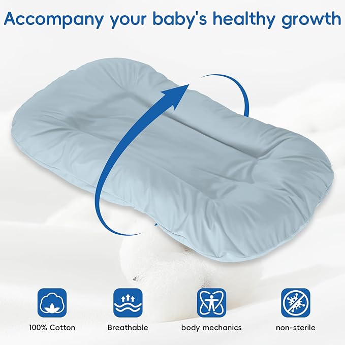 Baby Lounger for Newborn,Baby Nest for Newborn Soft Cotton Breathable for Playtime & Relaxation,Flat Babies Essentials Gifts Newborn Lounger for Boys & Girls 0-12 Months(Misty Blue)
