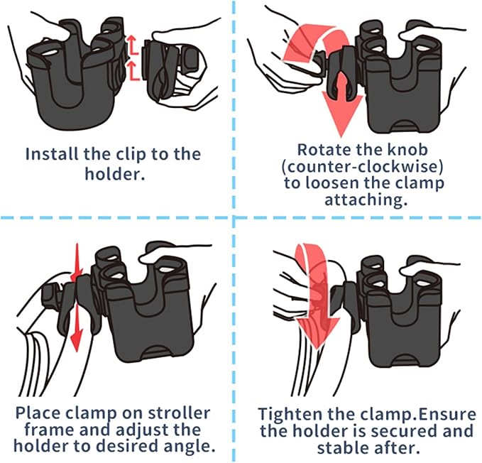 Baby Stroller Cup Holder with Phone Holder, 3-in-1 Bottle Holder, 360 Removable Degrees Rotation Drink Holder for Wheelchair, Stroller, Bike, Walker, Scooter, Bicycle, Uppababy, Nuna, Bugaboo, Doona.