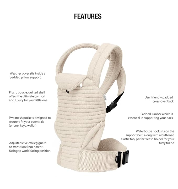 Bumpsuit Baby Carrier for Men Women Newborn to Toddler (7-45 lbs), Ergonomic Face-in & Face-Out Quilted Shell Baby Wearing Carrier with Pockets and Padded Cross Over Back Straps