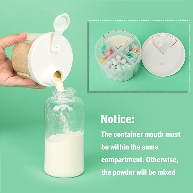 Accmor Baby Formula Dispenser On The Go, Non-Spill Rotating Four-Compartment Formula Container to Go, Milk Powder Kids Snack Container for Infant Toddler Travel Outdoor, White