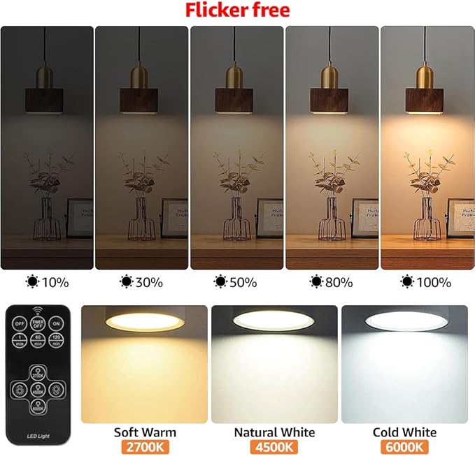 BLUEYE Rechargeable Light Bulbs,2Pack,7W,Remote Control,Soft Warm 2700K-6000K,50W Equivalent,450Lumens,Flicker-Free,E26 Detachable Charging,E12 Available,Battery Operated Emergency Lamp for No Outlet