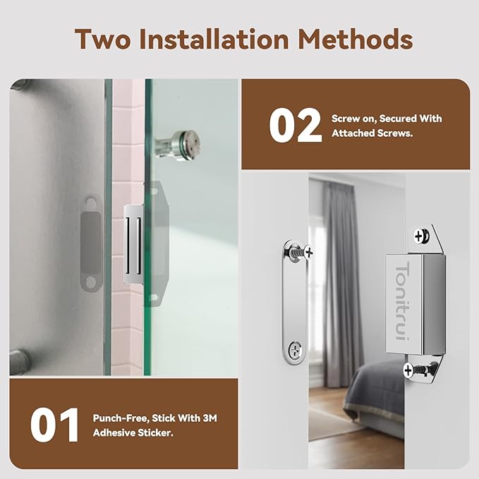 Cabinet Door Magnet, Flat Bottom Cabinet Magnetic Catch with Adhesive, Easy to Install,Only Takes 1 Minute,35lb Magnetic Cabinet Door Drawer Latch(Sliver, 12Pack)