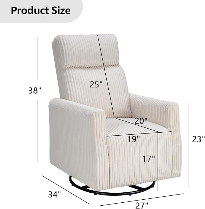 CANMOV Swivel Rocker Chair Set of 2, Swivel Accent Chair with High Back and Arms, Corduroy Glider Chair for Living Room Bedroom Nursery, Beige