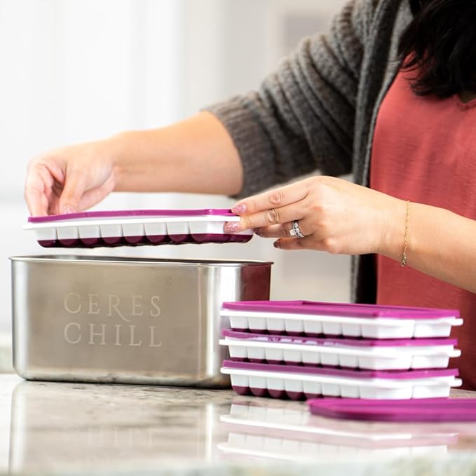 CERES CHILL The Milkstache Luxe Reusable Breastmilk Freezer Storage Container - 1/2 Ounce Cubes fit Any Baby Bottle, Freezing Pumped Milk has Never Been Easier (Stainless Steel), 1 Count