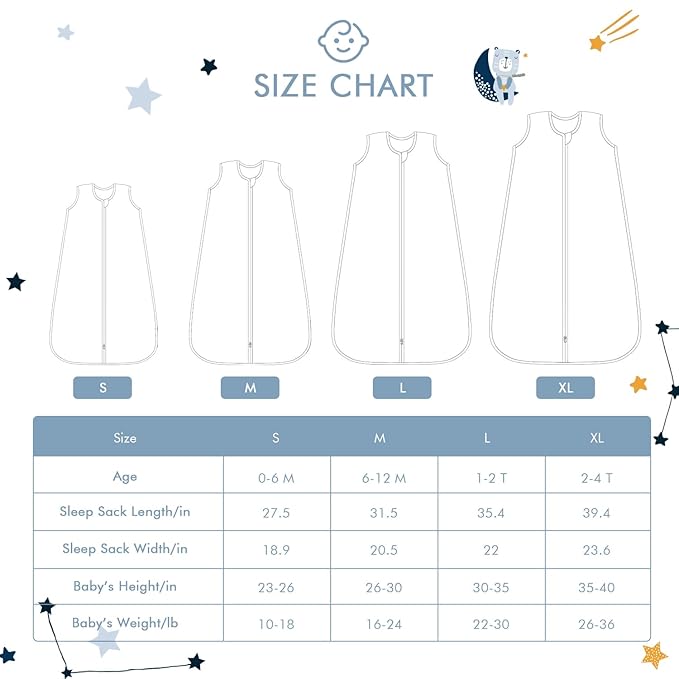 Baby Sleep Sack 12-24 Months Wearable Blanket for Babies 100% Organic Cotton 2-Way Zipper YKK 0.5 TOG Toddler Sleeping Sacks 1-2 T Bears