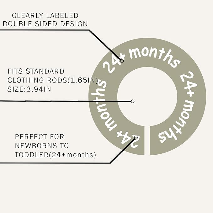 Baby Closet Dividers for Clothes – Earth Tone Round Baby Clothes Dividers for Closet Rod, Nursery Closet Organizer & Decor, Clear Labels for Easy Sorting, Fits Most Rods