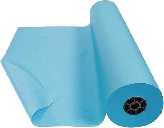 Colorations Arts and Crafts Paper Roll - 36" x 1000', Sky Blue, Dual Surface, Markers, Finger Paints, Painting, Watercolors, Acrylic Paints, Wall Art, Bulletin Board Paper, Kids Crafts (Item # DSSB)