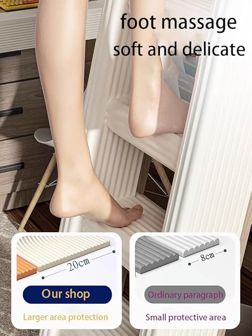 Bunk Bed Ladder Pads,Traction Treads for Stair Steps,Self-Adhesive Bunk Bed Ladder Cover Foam Padding,Soft Extra-Wide Edge Protector,Furniture 6.5 Ft Rice White