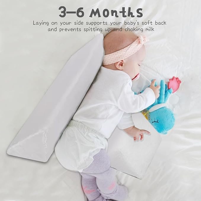 Baby Side Sleeper Weddge Breathable Pillow, Removable and Washable Breathable Bedding Set Bedding for Back, Stomach or Side Sleepers