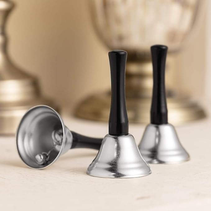 Boao 12 Pieces Metal Hand Bells Music Service Hand Bells Musical Instruments Percussion for Christmas Party Supplies(Silver)