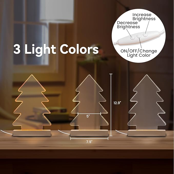 Cepairng 4-Layer Christmas Tree Family Handprint Kit with Light,New Parents Gift for Couples,Baby Shower Gifts for Mom Dad,First Birthday Gifts for Girls Keepsake Boys Personalized(Wood Color)