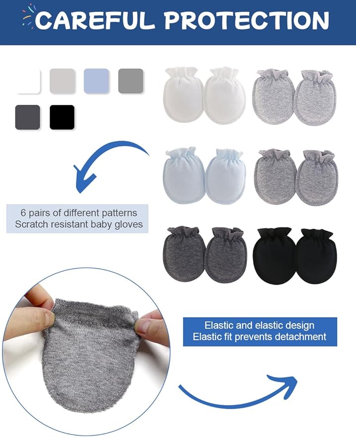 Cute Baby Mittens Newborn, No Scratch Baby Boy Mittens, Baby Girl Hat Gloves for Toddlers, Infant, Newborn